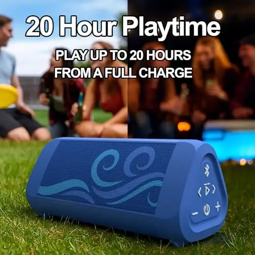 OontZ Ultra Portable Bluetooth Speaker 5.0 - IPX7 Waterproof, 14W Enhanced Sound, 20-Hr Battery, 100ft Range, Deep Bass and Clear Audio, Durable Shower Speaker for Pool or Beach (SUP Edition, Blue) - 3
