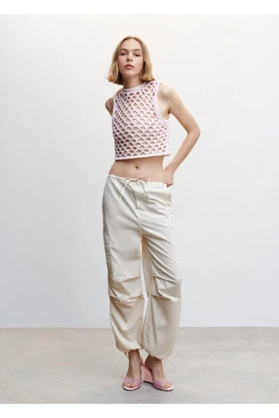 Open Back Perforated Blouse - MANGO (1)