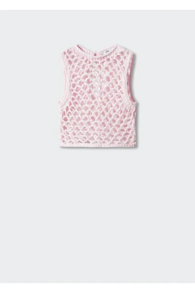 Open Back Perforated Blouse - 3