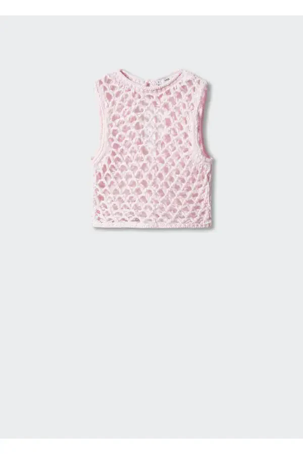 Open Back Perforated Blouse - 3