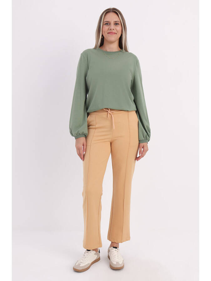 Open Beige Pocket Joggers-Beige - 2