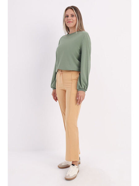 Open Beige Pocket Joggers-Beige - 3