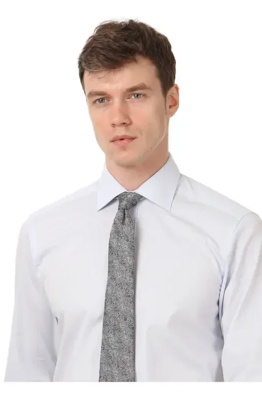 Open Blue Plain Regular Fit Woven Classic Cotton Blend Shirt - 2