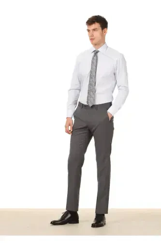 Open Blue Plain Regular Fit Woven Classic Cotton Blend Shirt - 3