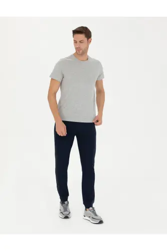 Open Gray Melange Slim Fit Basic T-Shirt 50289335-VR091-992431 - 4