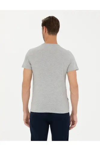 Open Gray Melange Slim Fit Basic T-Shirt 50289335-VR091-992431 - 5