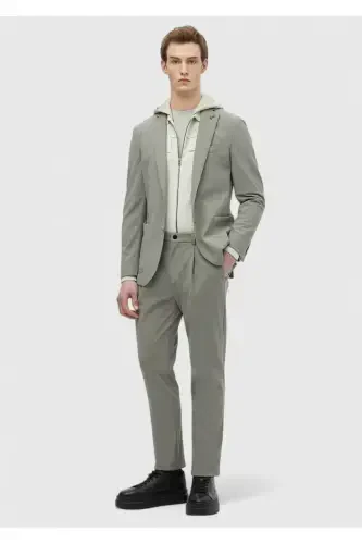 Open Green Plain Comfort Fit Knitted Suit - RAMSEY (1)