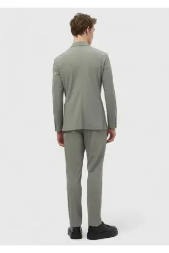 Open Green Plain Comfort Fit Knitted Suit - 7