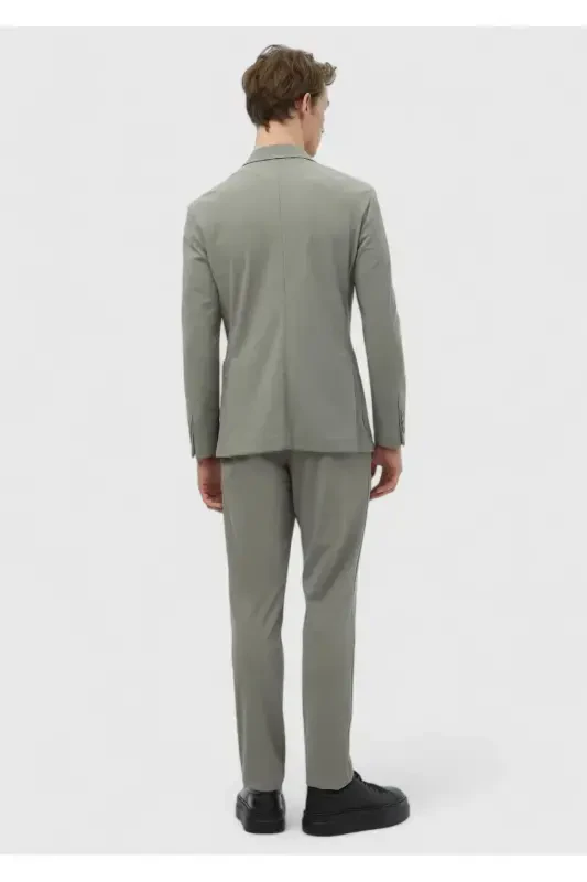 Open Green Plain Comfort Fit Knitted Suit - 7