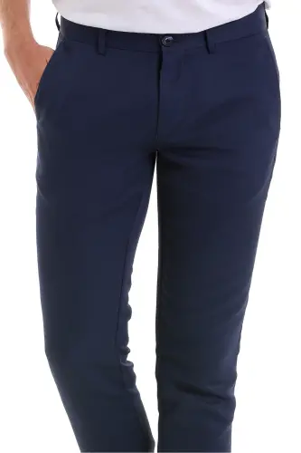 Open Navy Slim Fit Patterned Side Pocket Canvas P - 4