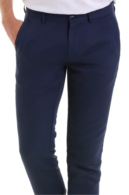 Open Navy Slim Fit Patterned Side Pocket Canvas P - 4