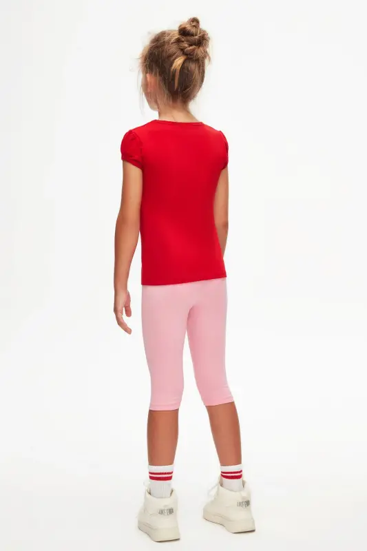 Open Red Basic Girl Kids Crew Neck Watermelon Sleeve T-shirt-URBAN RED - 5
