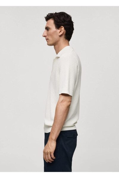 Openwork Cotton Knit Polo Shirt - 5