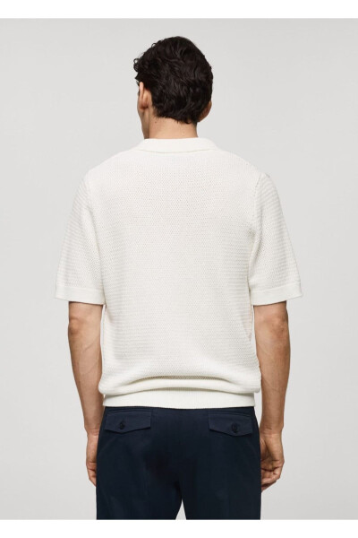 Openwork Cotton Knit Polo Shirt - 4