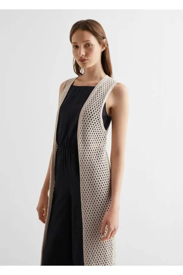 Openwork Cotton Vest - 1