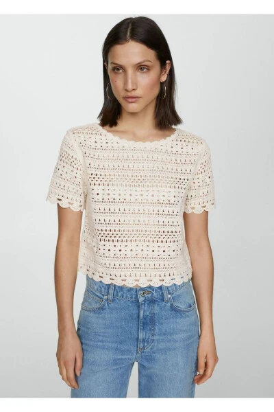 Openwork detailed knitted sweater - MANGO