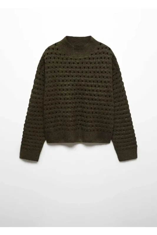 Openwork knit sweater - Khaki Color - 4