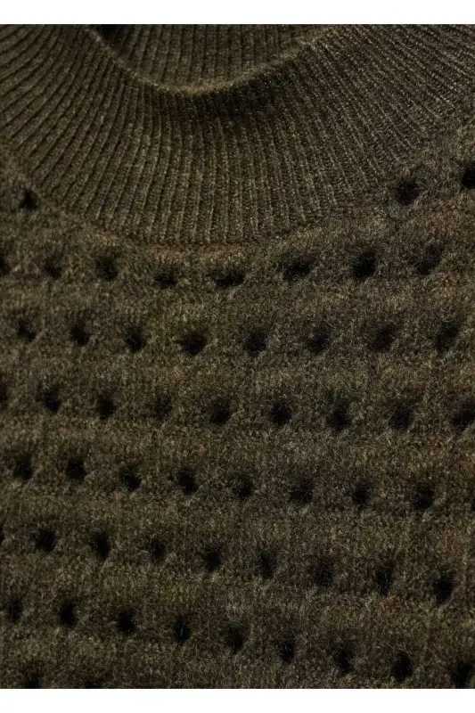Openwork knit sweater - Khaki Color - 7
