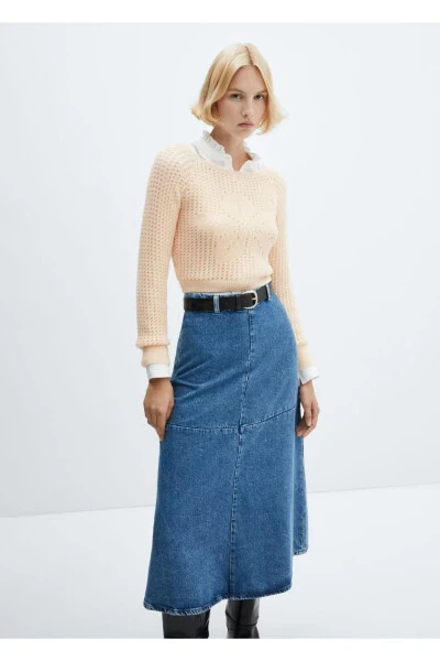 Openwork knitted boat neck sweater - MANGO