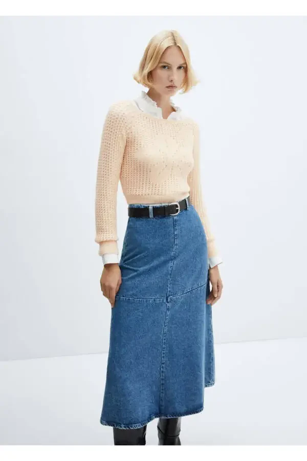 Openwork knitted boat neck sweater - 1