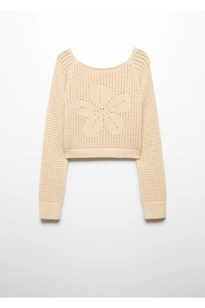 Openwork knitted boat neck sweater - 3
