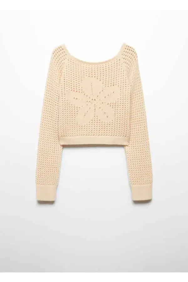 Openwork knitted boat neck sweater - 3