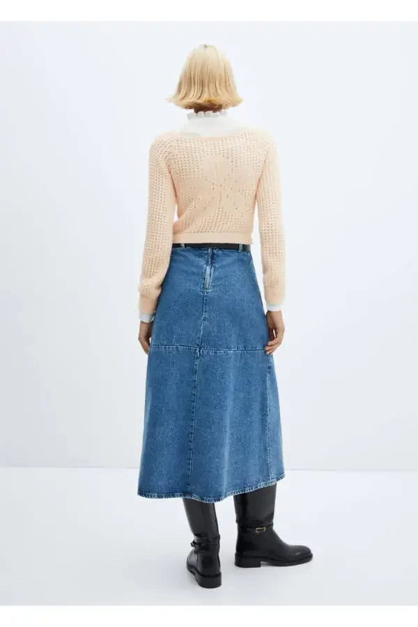 Openwork knitted boat neck sweater - 4