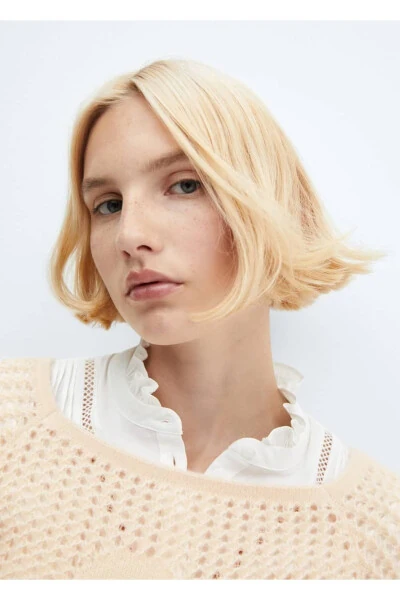 Openwork knitted boat neck sweater - 6