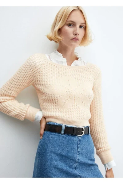Openwork knitted boat neck sweater - 7