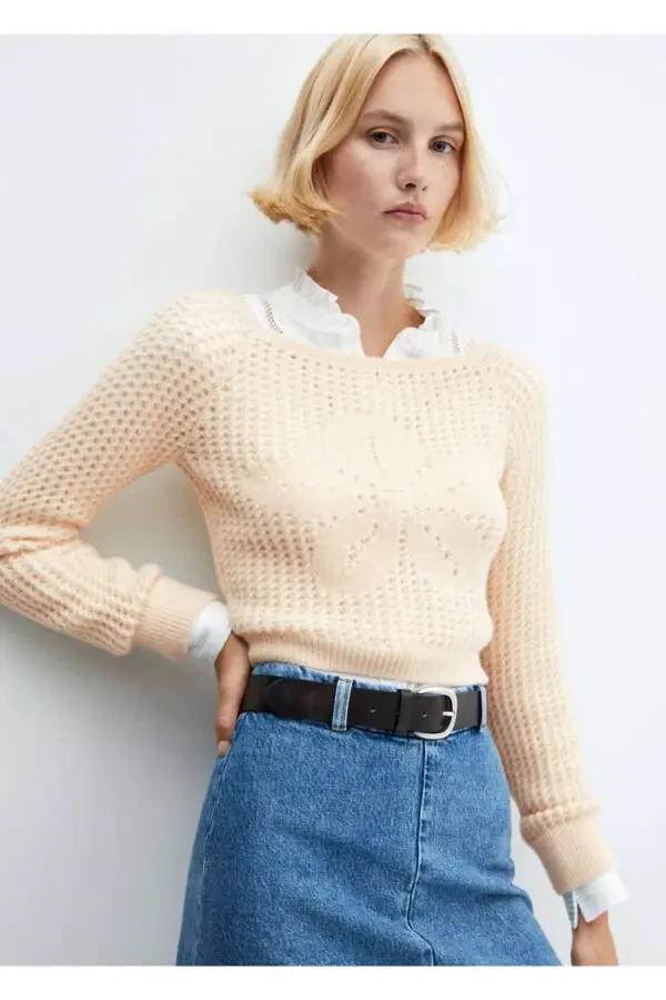 Openwork knitted boat neck sweater - 7