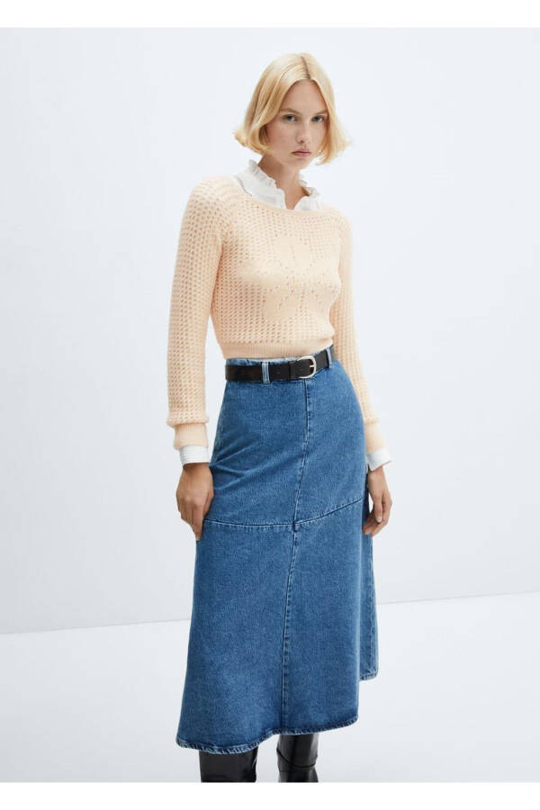 Openwork knitted boat neck sweater - 1