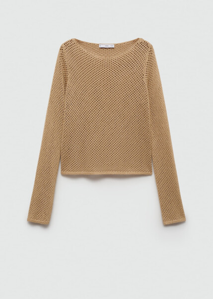 Openwork lurex sweater, golden yellow. - 7