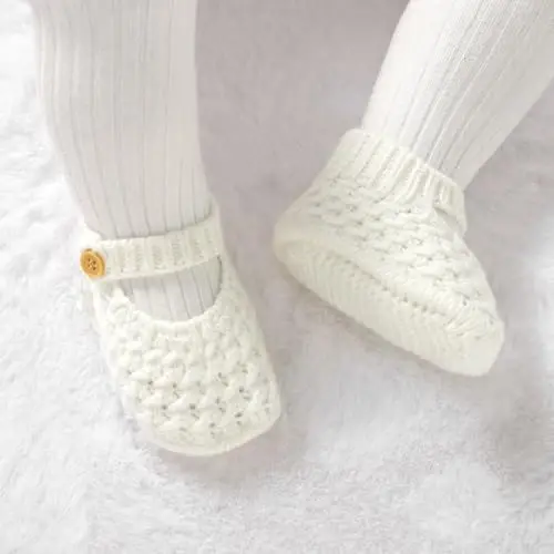 Opewod Baby Booties Hand Knit Boots Slippers Soft Warm First Walkers Socks Shoes for Newborn Infan Boys Girls - 3