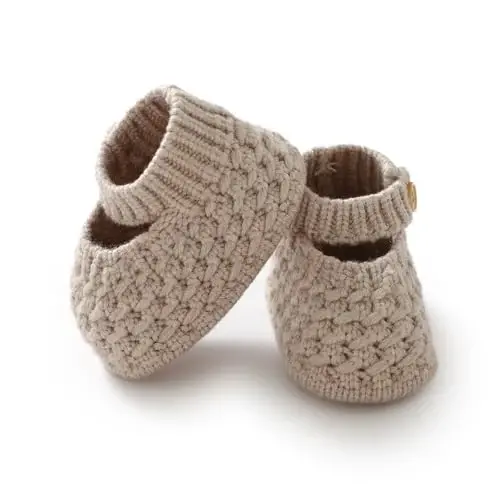 Opewod Baby Booties qo'lda to'qilgan etiklar poyabzal yumshoq iliq yangi tug'ilgan chaqaloq o'g'il qizlar uchun birinchi yuruvchi paypoqlar poyabzali - OPEWOD