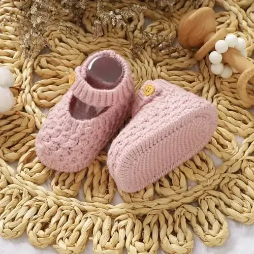 Opewod Baby Booties qo'lda to'qilgan etiklar, shippakchalar, yumshoq iliq birinchi qadamlar paypoqlari, yangi tug'ilgan chaqaloq o'g'il qizlar uchun poyabzal - 5