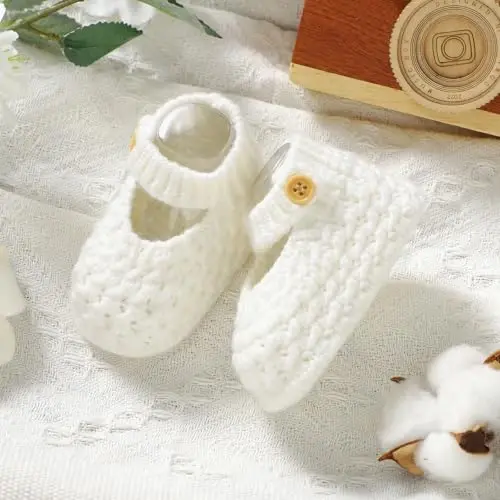Opewod Baby Booties Qo'lda to'qilgan etiklar Yumshoq issiq birinchi qadamlar Yangi tug'ilgan chaqaloqlar uchun paypoq poyabzallari - 4