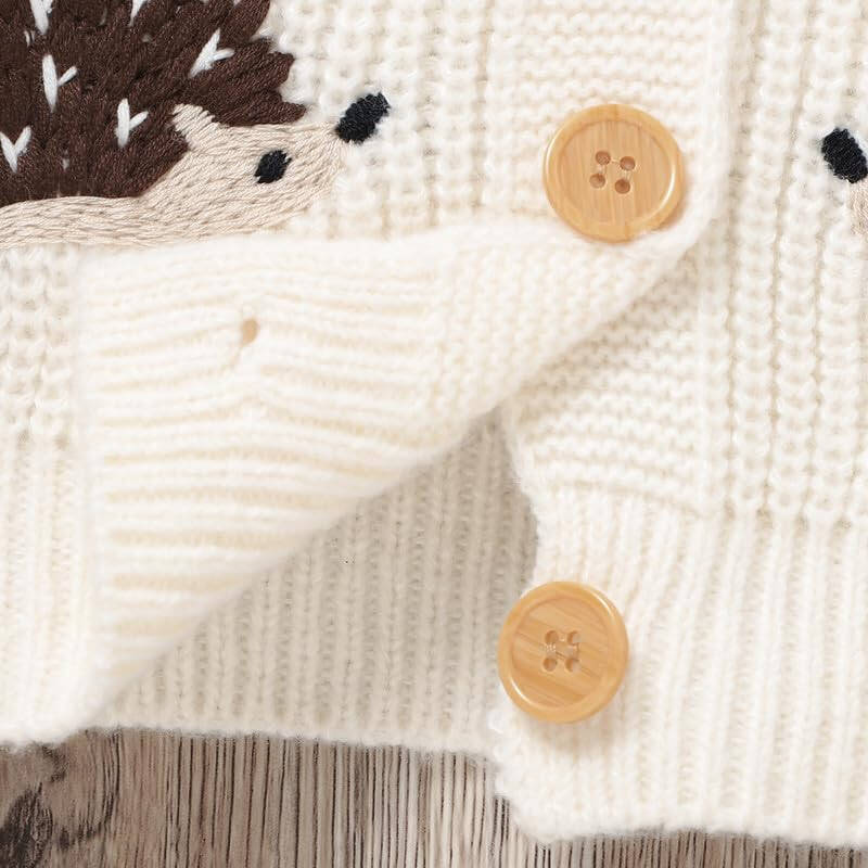 Opewod Baby Boy Girl Knit Cardigan Sweater Soft Warm Crochet Round Neck Long Sleeve Coat Toddler Outwear Fall Winter Clothes - 7