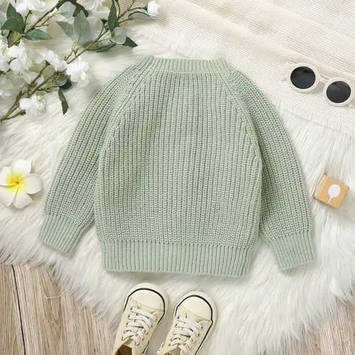 Opewod Baby Toddler Boy Girl Cardigan Knit Sweater | Soft and Elastic Long Sleeved Jumpers Coats Warm Fall Winter Clothes with Cute Hedgehog - 3