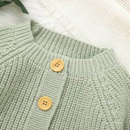 Opewod Baby Toddler Boy Girl Cardigan Knit Sweater | Soft and Elastic Long Sleeved Jumpers Coats Warm Fall Winter Clothes with Cute Hedgehog - 4