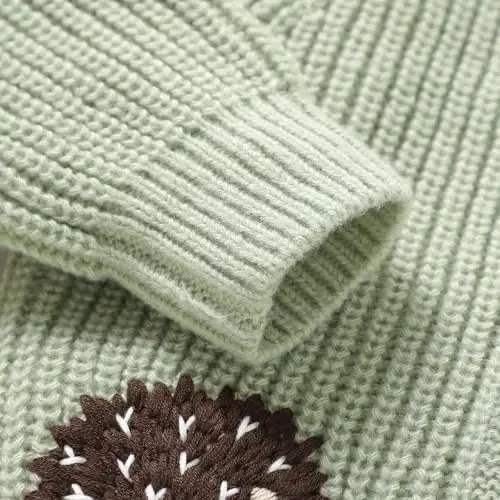 Opewod Baby Toddler Boy Girl Cardigan Knit Sweater | Soft and Elastic Long Sleeved Jumpers Coats Warm Fall Winter Clothes with Cute Hedgehog - 6