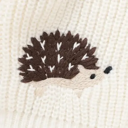 Opewod Baby Toddler Boy Girl Cardigan Knit Sweater | Soft and Elastic Long Sleeved Jumpers Coats Warm Fall Winter Clothes with Cute Hedgehog - 5