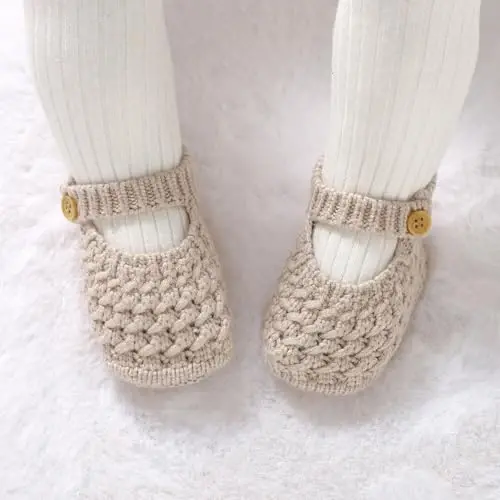 Opewod Baby Booties Hand Knit Boots Slippers Soft Warm First Walkers Socks Shoes for Newborn Infan Boys Girls - 2