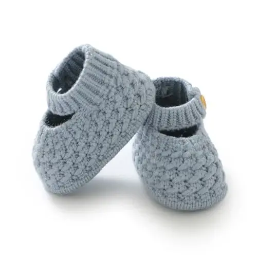 Opewod Baby Booties Hand Knit Boots Slippers Soft Warm First Walkers Socks Shoes for Newborn Infan Boys Girls - 1