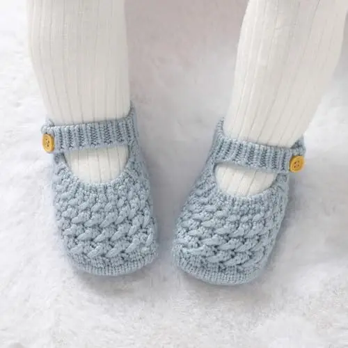 Opewod Baby Booties Hand Knit Boots Slippers Soft Warm First Walkers Socks Shoes for Newborn Infan Boys Girls - 2