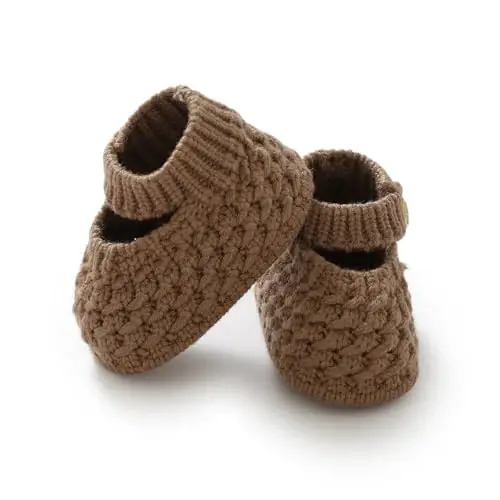 Opewod Baby Booties Hand Knit Boots Slippers Soft Warm First Walkers Socks Shoes for Newborn Infan Boys Girls - 1