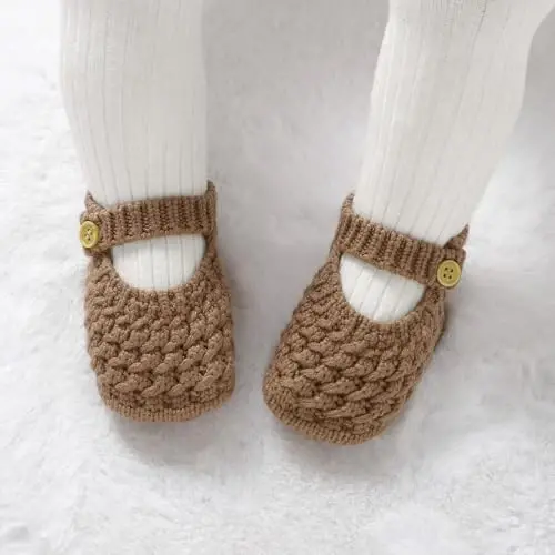 Opewod Baby Booties Hand Knit Boots Slippers Soft Warm First Walkers Socks Shoes for Newborn Infan Boys Girls - 2