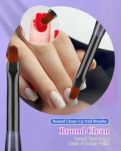 AMilHiTon for OPI Nail Polish Remover Brush, 3PCS Nail Art Clean Up Brushes, Round/Angled/flat Acetone Resistant Gel Nails Art Designs and Tidying Up Polish Mishaps on Cuticles - 4