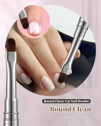 3PCS Brush for OPI Nail Polish Remover, AMilHiTon Nails Clean Up Brushes, Round/Angled/flat Acetone Resistant Nail Art Designs, and Tidying Up Polish Mishaps on Cuticles（Gun Color） - 6