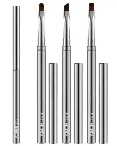 3PCS Brush for OPI Nail Polish Remover, AMilHiTon Nails Clean Up Brushes, Round/Angled/flat Acetone Resistant Nail Art Designs, and Tidying Up Polish Mishaps on Cuticles（Gun Color） - 1