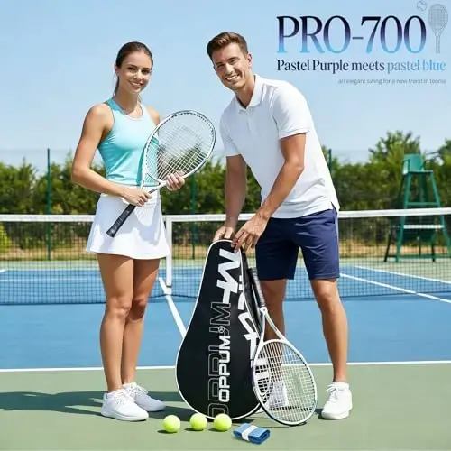 OPPUM 27” Pro Tennis Raketi (2 ta'riq), Yengil, Bardoshli simlar, Boshlang'ich/O'rta darajadagi o'yinchilar uchun ideal - 4